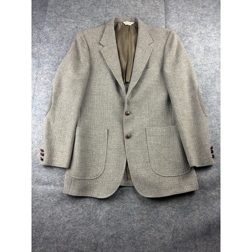 Manchester Roper's Blazer Sport Coat Houndstooth 100% Wool Men's Size 40‎ Jacket